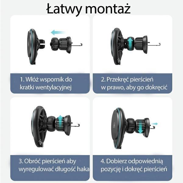 Actual product image Usams Uchwyt indukcyjny US-CD222 15W do kratki went. czarny/black CD222ZJ01 (15 W)