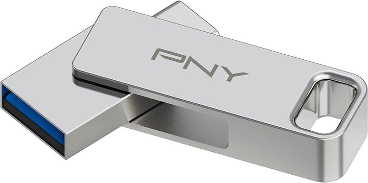 Produktbild PNY DUO LINK USB flash drive USB Type-A / USB Type-C 3.2 Gen 1 (3.1 Gen 1) Stainless steel (64 GB, USB-C)