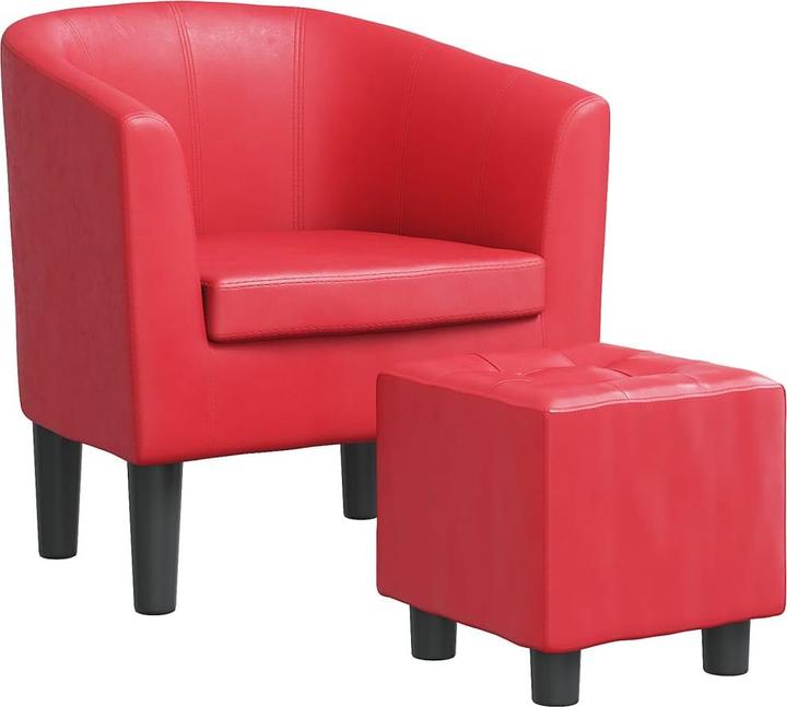 Produktbild VidaXL Clubsessel mit Fusshocker Rot Kunstleder,Farbe
