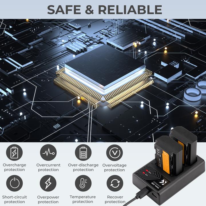 Actual product image K&F Concept FZ100 Digital Camera LED Dual Channel Charger with Type C Charging Cable (Camera battery charger)