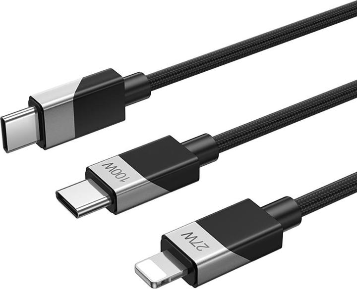 Image du produit Bwoo Brained 100W/27W 2 in 1 USB-C to USB-C and Lightning cable (USB 3.2 Gen 1)