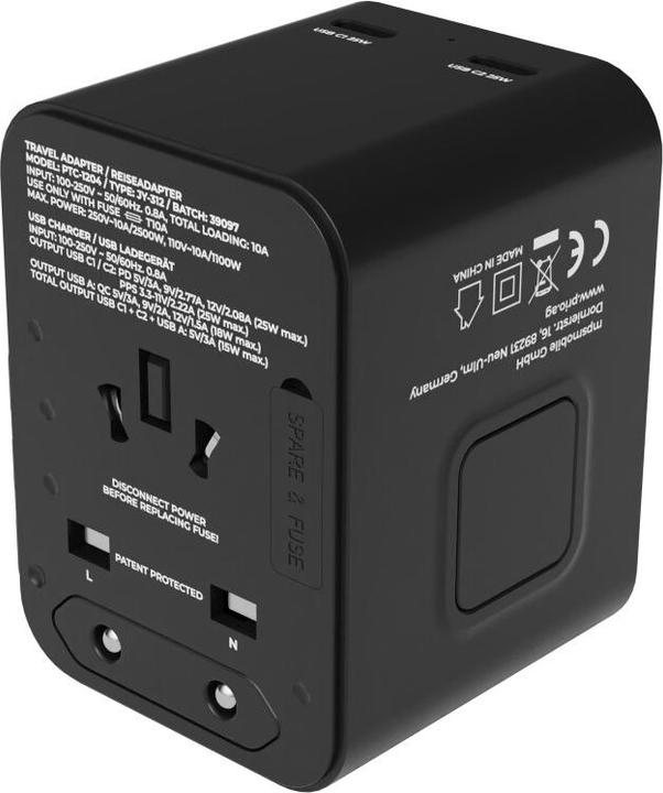 Image du produit prio Adaptateur de voyage universel 25W noir