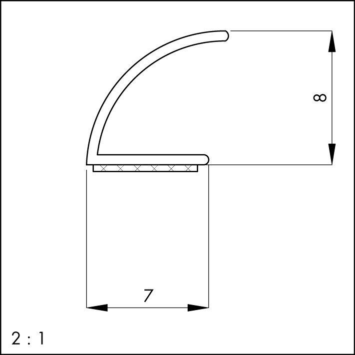 Actual product image Ellen Door stop g.1024T L.25m W.7mm Silic.talcum black