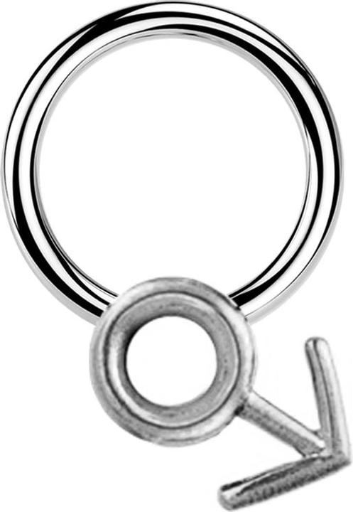Produktbild Star Piercing Closure Ring silber Gendersymbol Mann silber (Chirurgenstahl 316L/Messing)