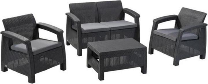 Allibert Corfu Lounge Wicker Set, graphite, incl. cushions