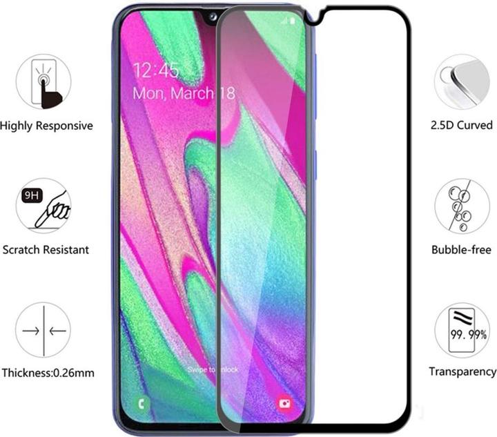 Produktbild Screenguard Samsung Galaxy A40 Full Screen Panzerglas Schutzfolie 2.5D 9H (1 Stück, Samsung Galaxy A40)