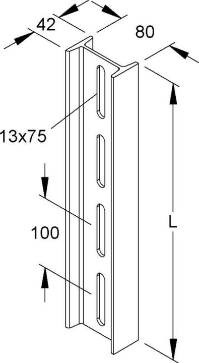 Actual product image Niedax NIE I 80/300 FL I-profile DIN 1025 80x42x300mm hot-dip galvanised.