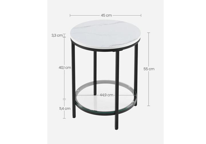 Actual product image Vasagle Side table wood white 45.0 x 45.0 x 55.0 cm (45 x 45 x 55 cm)