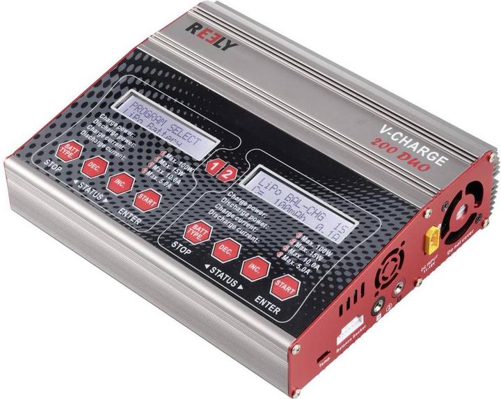 Actual product image Reely V-Charge 200 Duo model making multifunction charger 12 V, 230 V 10 A NiMH