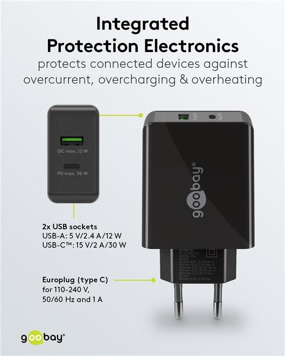 Produktbild Goobay Dual USB Schnellladegerät (30 W)