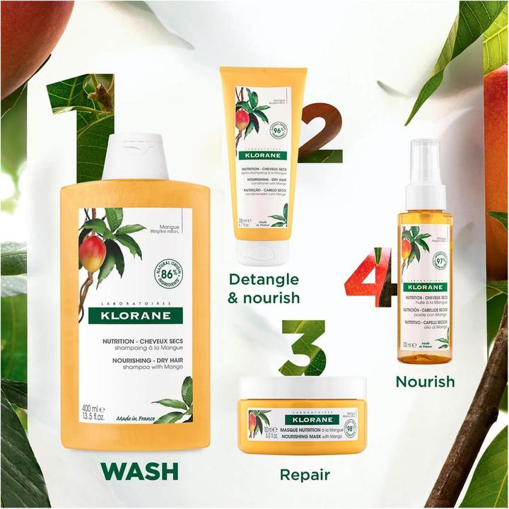 Actual product image Klorane Mango Shampoo + Sample 2ml Fl 400 ml (400 ml, Liquid shampoo)