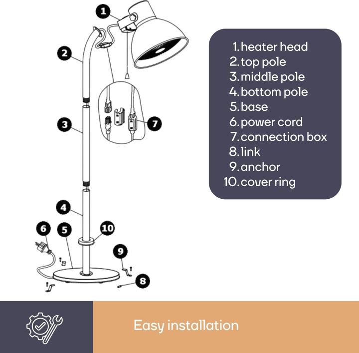Actual product image Perel Patio heater - standing model - 2000 W - lantern (2000 W)