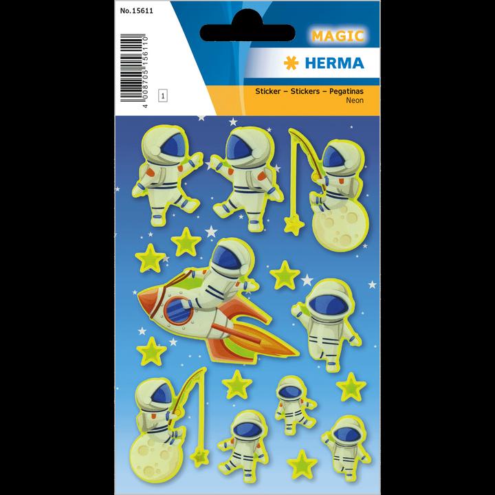 Image du produit Magni 15611 Autocollants fluo pour enfants, Luca sur la lune (16 autocollants, plastique, mat)