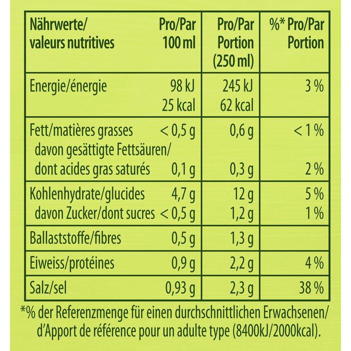 Nährwerte und Zutaten Knorr Graziella Suppe Beutel, Hartweizengriess mit Zwiebeln, Rüebli & Lauch, in 10 Minuten zubereitet