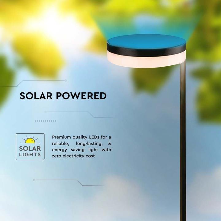 Produktbild V-TAC Solar LED-Poller-Aussenleuchte VT-1137, 2 W, 3000 K, IP54, schwarz (IP54)
