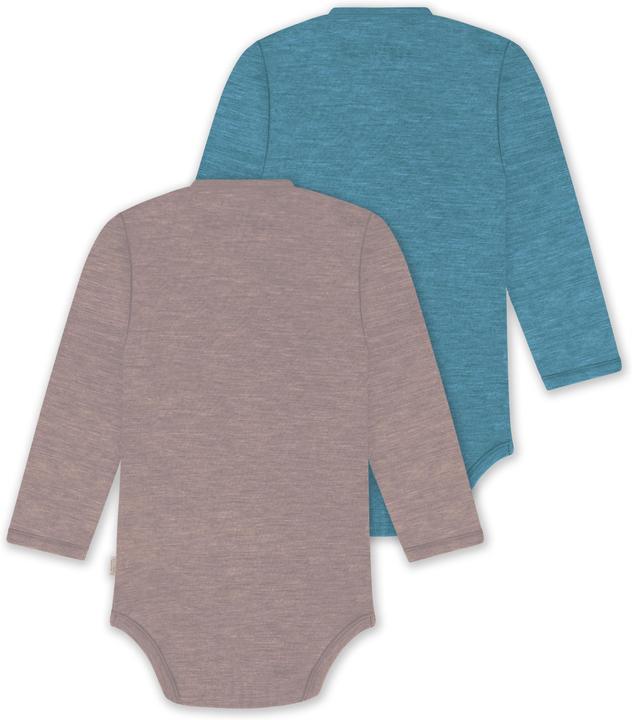 Actual product image Normani 2-pack organic long-sleeved merino wool baby bodysuit for boy and girl - 9353 (80)