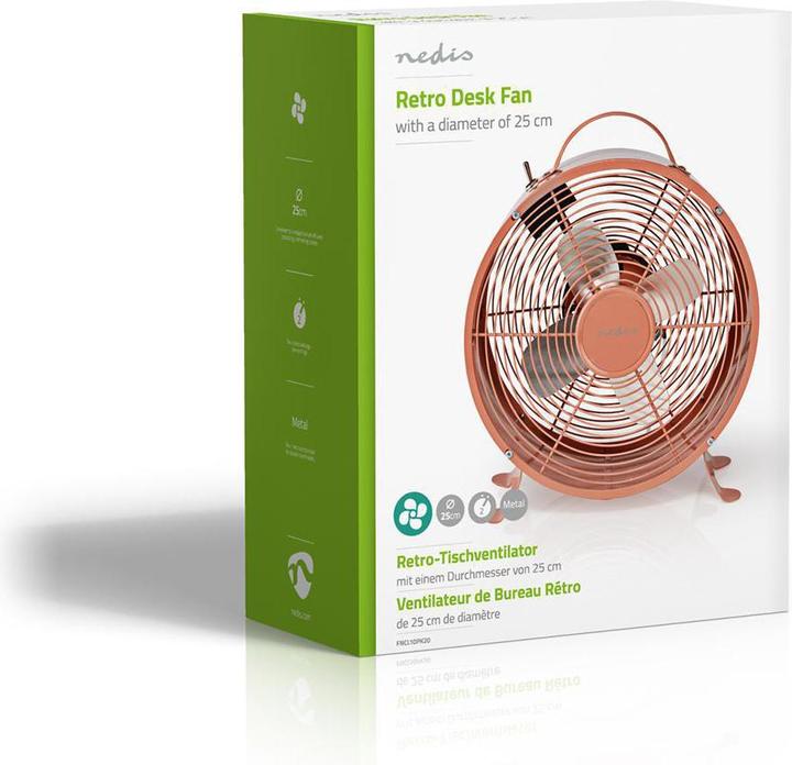 Immagine prodotto Nedis FNCL10PK20 M-V-ROSA VENTILATORE DA TAVOLO RETRÒ 25CM 20W