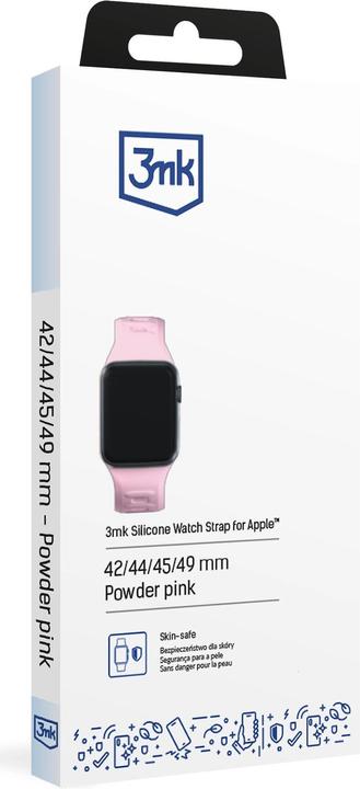 Actual product image 3MK Silicone Watch Strap Powder Pink dla Apple Watch 42/44/45/49 mm