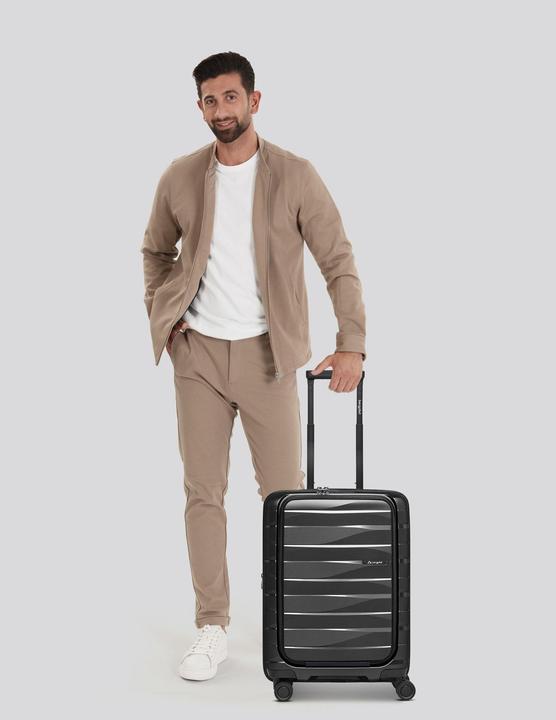 Actual product image Bergpfeil Travel 4 Rollen Kabinentrolley 55 cm Laptopfach mit Dehnfalte (46 l)