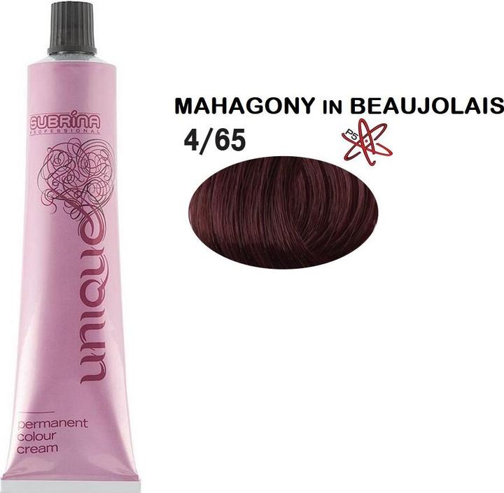Subrina Vopsea de par permanenta Unique 4/65, Castaniu Mediu Mahon, 100ml