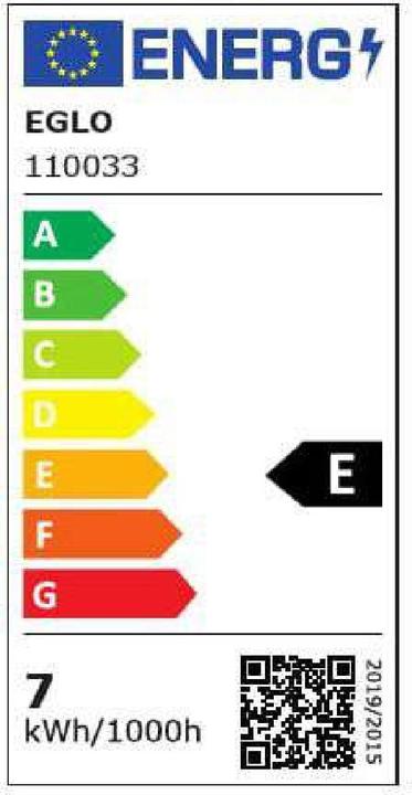 Label énergétique EGLO Sources lumineuses (E27, 7 W, 806 lm, 1 x, E)