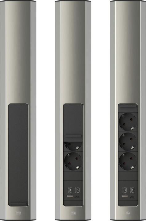 Produktbild Bachmann CASIA 2 3x Steckdose 1x USB-Charger A/C (932.006) Edelstahl-Optik, lang (3 x, CEE 7/3, 2 m)