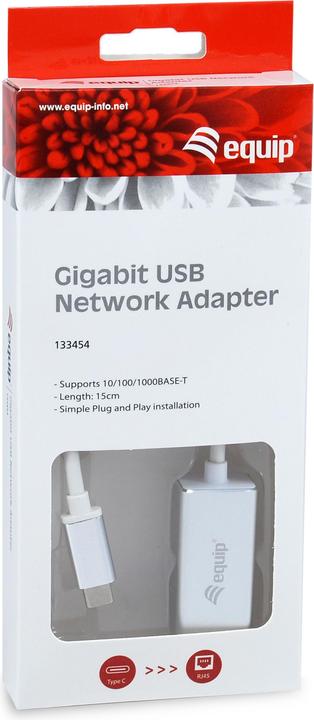 Immagine prodotto equip 133454 USB tipo C a RJ45 Adattatore di rete Gigabit 15cm (USB-C, RJ45 (1x))