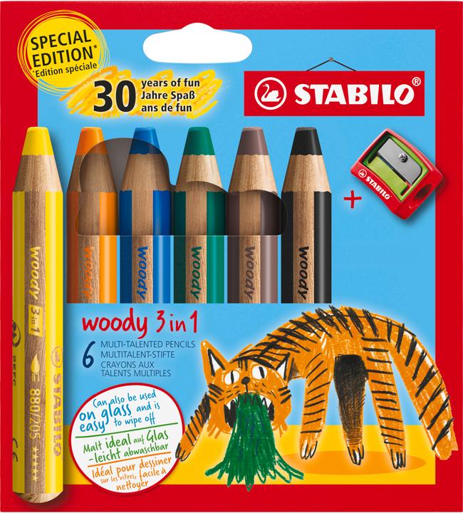 Immagine prodotto Magni STABILO Buntstifte woody 3in1 Tiger Design 6 Stück mit Spitzer (Assortito, 6 x)