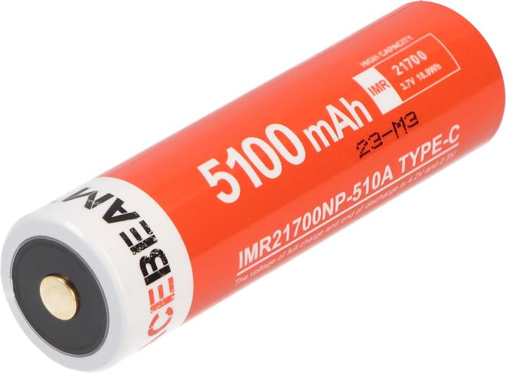 Actual product image AceBeam 21700 Li-ion Akku mit starken 5100mAh USB-C max. Entladestrom 20A, 77,8 x 21,37mm (1 pcs., 21700, 5100 mAh)