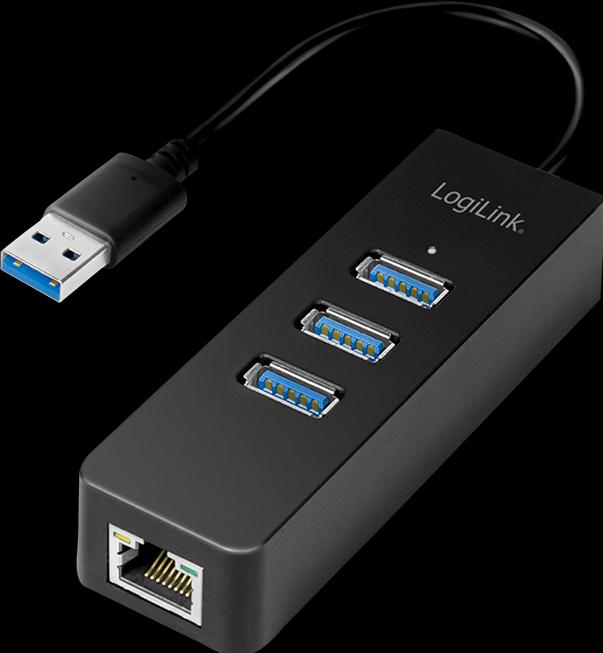 Produktbild LogiLink USB 3.0 3-Port-Hub mit Gigabit Ethernet UA0173A (USB-A, 1000 Ports)
