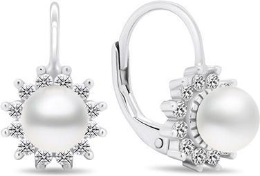 Brilio Silver - Silver earrings with pearls and zircons EA426W