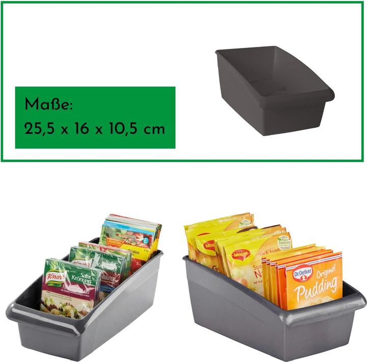 Produktbild Novaliv Suppentütenbox 4er Sparset Schubladen Organizer Küche - 25 x 16 cm ANTHRAZIT GRAU (16 x 16 x 10.5 cm)