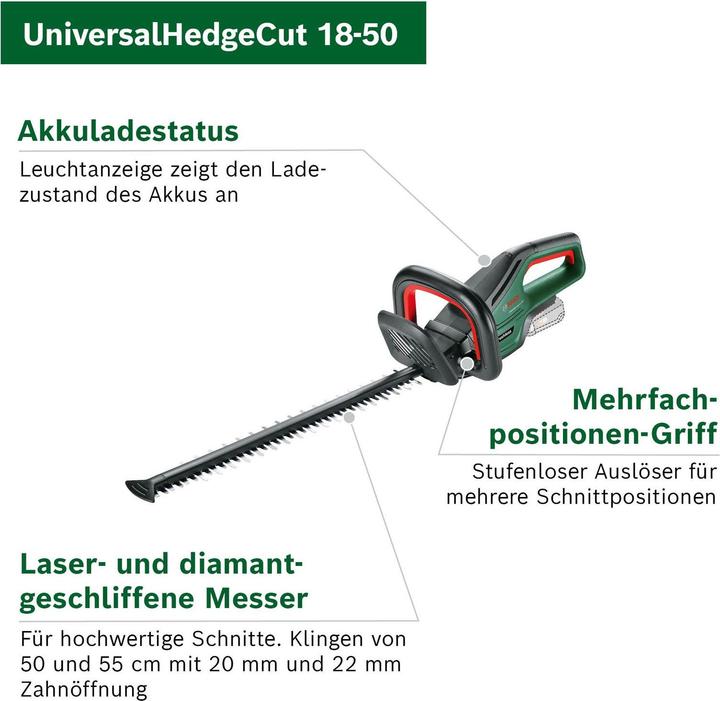 Actual product image Bosch Home & Garden UniversalHedgeCut 18-50 Kit (Cordless hedgecutters)