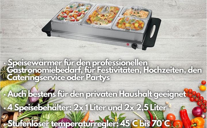 Actual product image Steinborg Buffetwärmer mit 4 Speisebehältern