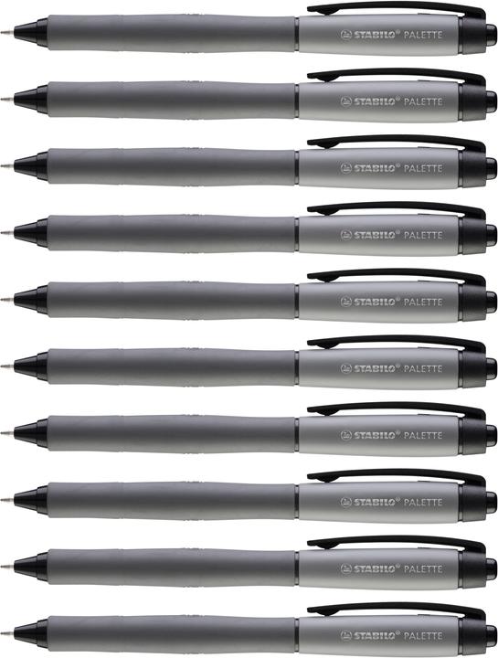 Produktbild STABILO Gelschreiber Palette, Metallspitze, Strichstärke 0,4 mm, nachfüllbar, 10 Stück, diverse... (Schwarz, 10 x)