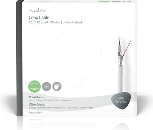 Produktbild Nedis Antennenkabel auf Rolle | 4G / LTE Secure | 75 Ohm | 3-fach geschirmt | ECA | 25.0 m | Koax | (75 dB, Antennenkabel)