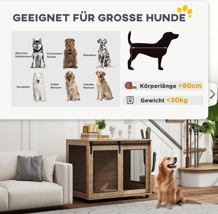 Actual product image PawHut Hundekäfig Spanplatte, Stahl Nussbaum