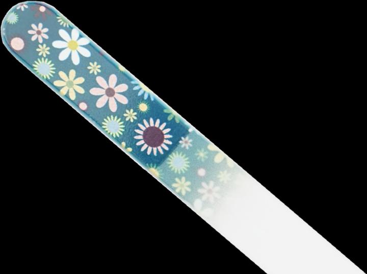 Produktbild Glasfeile - doppelseitig, geätzt in gehärtetem Glas, Blumen hellblau, Länge: 13,5cm