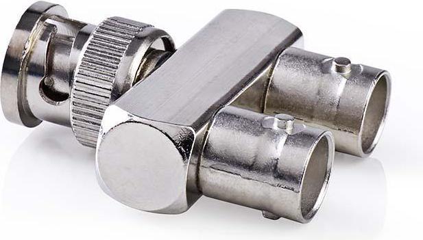 Actual product image Nedis BNC adapter BNC plug 2X BNC socket Nickel-plated 50 Ohm distributor Metal Silver 10 pieces Plast