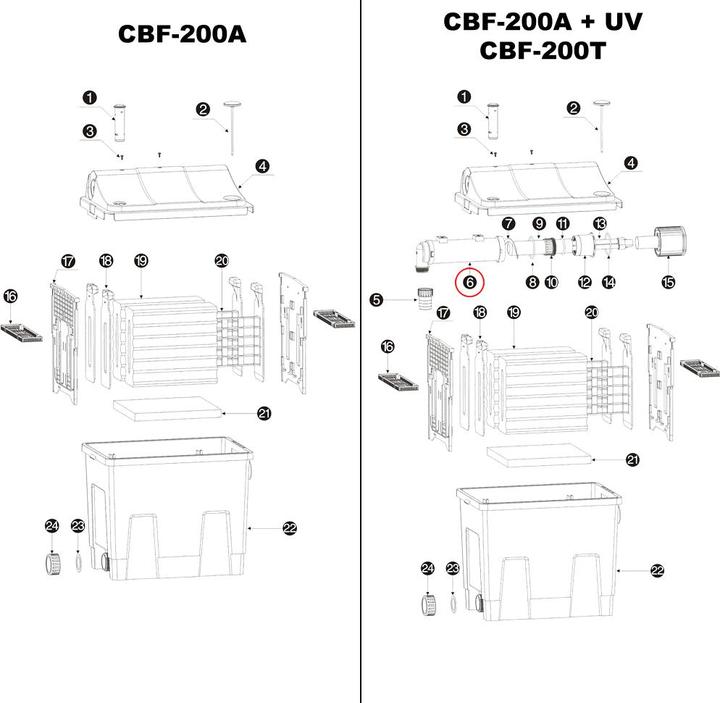 Actual product image SunSun Spare part uv shell Pond Bio Filter CBF-200T/CBF-200U