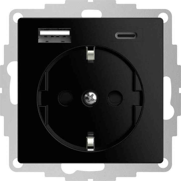 Actual product image 2USB 2U-449559 Protective contact socket outlet with USB charging output, increased contact protection