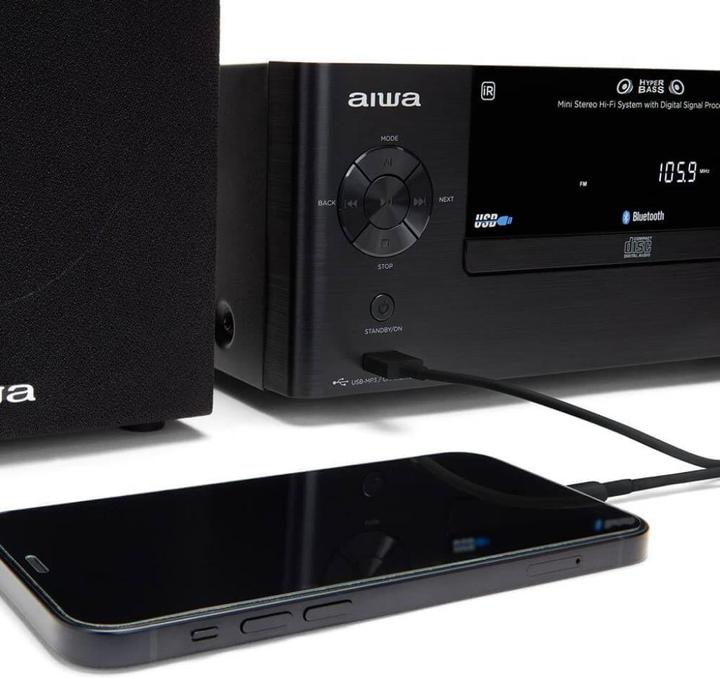 Immagine prodotto Aiwa MSBTU-500 Sistema stereo Bluetooth®, AUX, CD, USB, FM, 50W Nero (Bluetooth, Lettore CD, 1x 50 W)