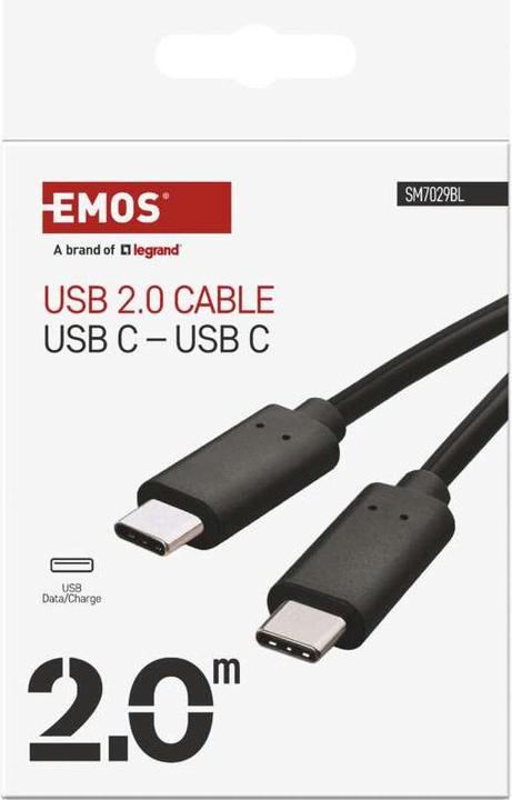 Produktbild Emos USB Kabel 2.0 C Stecker - USB C Stecker 2m, schwarz (2 m, USB 2.0, 100 W)