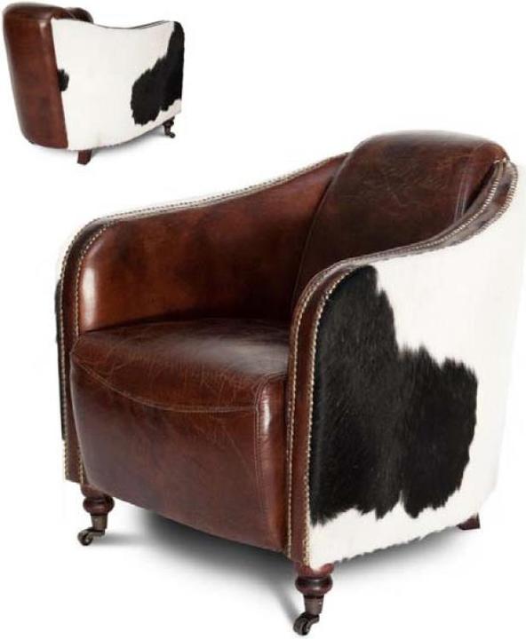 Produktbild zz_ArchivedByPCD_Mutoni Vintage Design Sessel Vintage Leder Biblios (mit Kuhfell)