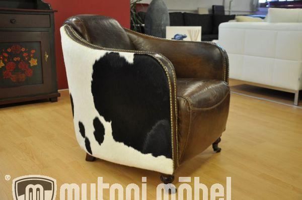 Produktbild zz_ArchivedByPCD_Mutoni Vintage Design Sessel Vintage Leder Biblios (mit Kuhfell)