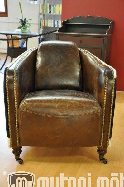 Produktbild zz_ArchivedByPCD_Mutoni Vintage Design Sessel Vintage Leder Biblios (mit Kuhfell)