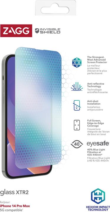 Immagine prodotto Zagg Protezione dello schermo InvisibleShield Glass XTR per iPhone 14 Pro Max (1 Pezzo/i, Apple iPhone 14 Pro Max)