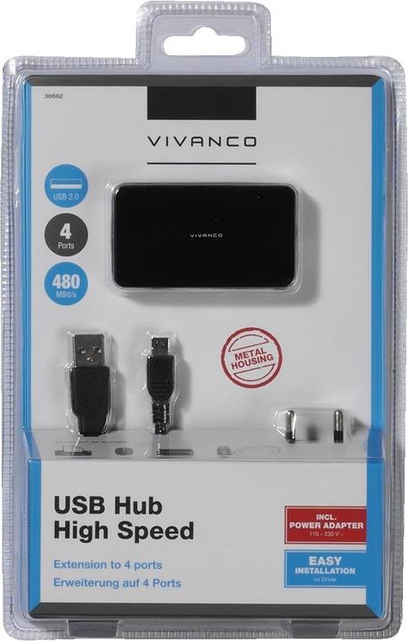Image du produit Vivanco Hub USB 2.0 (USB-A, 4 Ports)