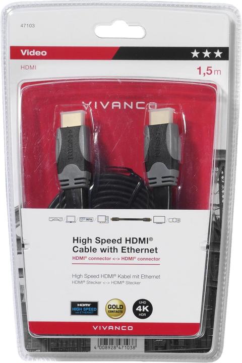 Actual product image Vivanco HDMI (Typ A) — HDMI (Typ A) (1.50 m, HDMI)