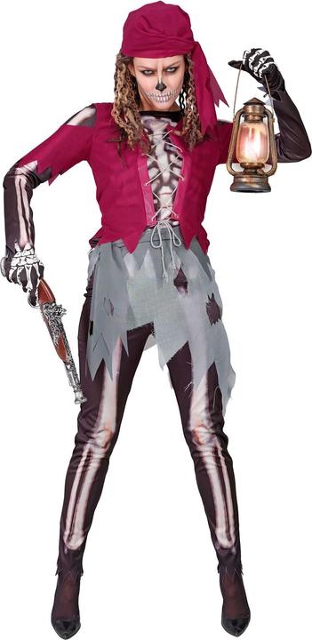 Image du produit Widmann Squelette de pirate costume femme chemise avec corset et jupe, leggings, foulard (L)